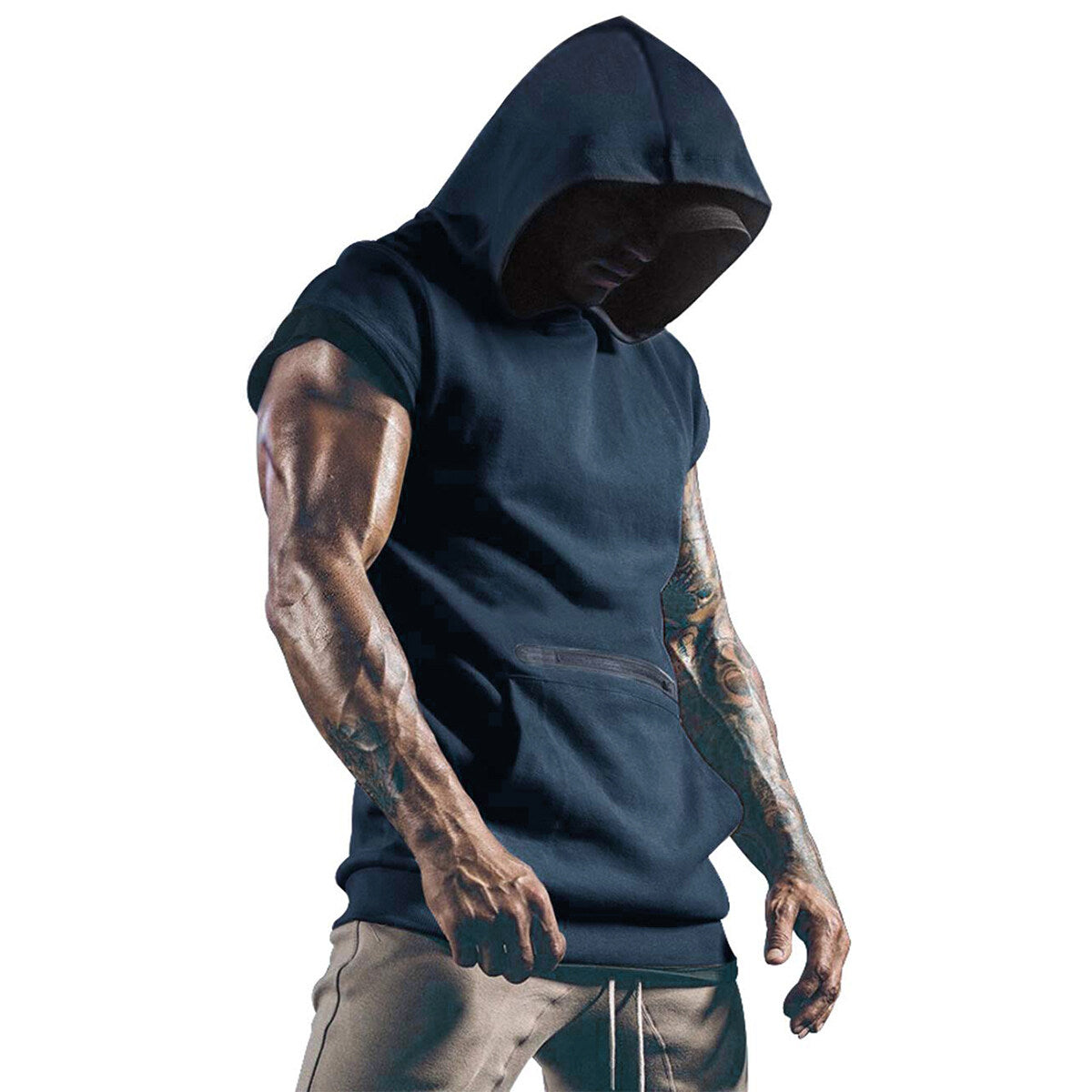 Youthup Mens Slim Fit Hooded Short Sleeve Pullover T-shirt