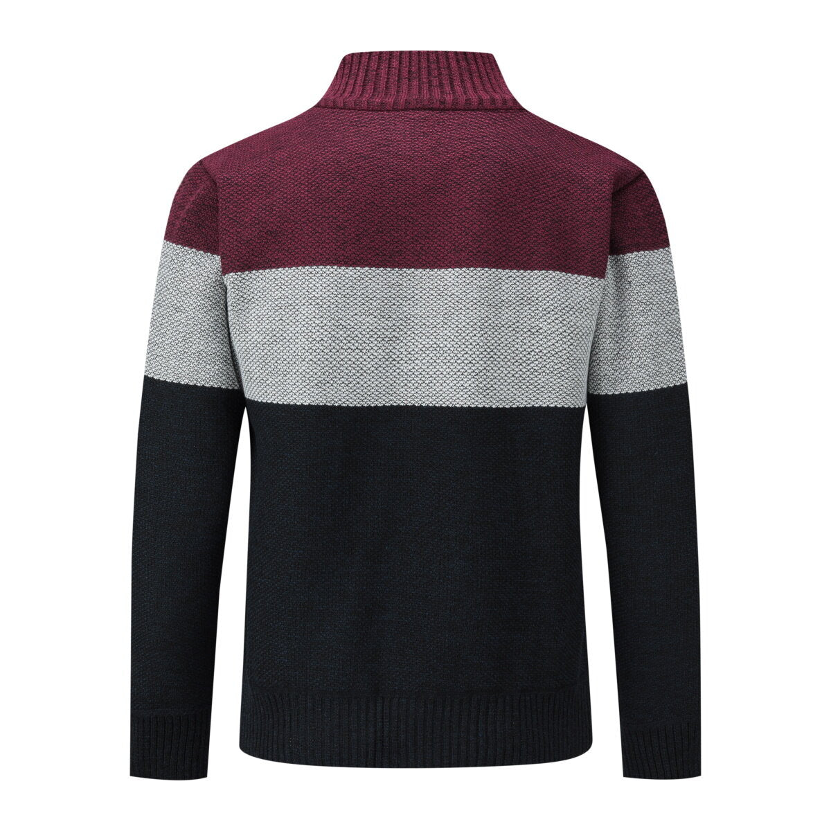 Youthup Mens Stand Collar Sweater Color Block Knit Cardigan