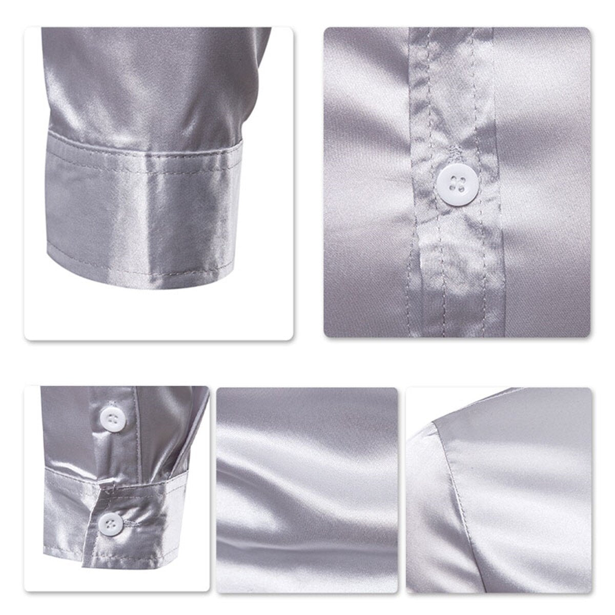 Youthup Mens Shiny LongSleeved Slim Fit Formal Shirt