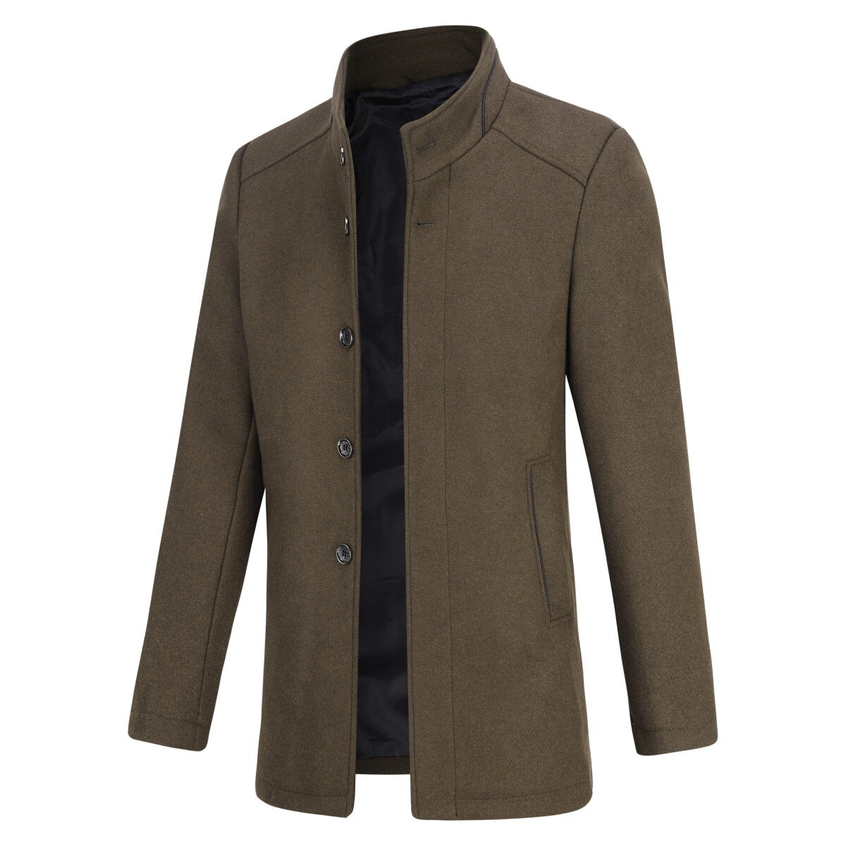 Youthup Mens Single Breasted Slim Fit Wool Coat And Thickened Vest