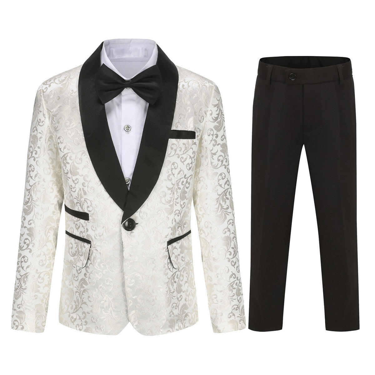 Youthup Boys Teen Suit 2Pcs Paisley Print Dress Formal Wedding Blazer and Pants