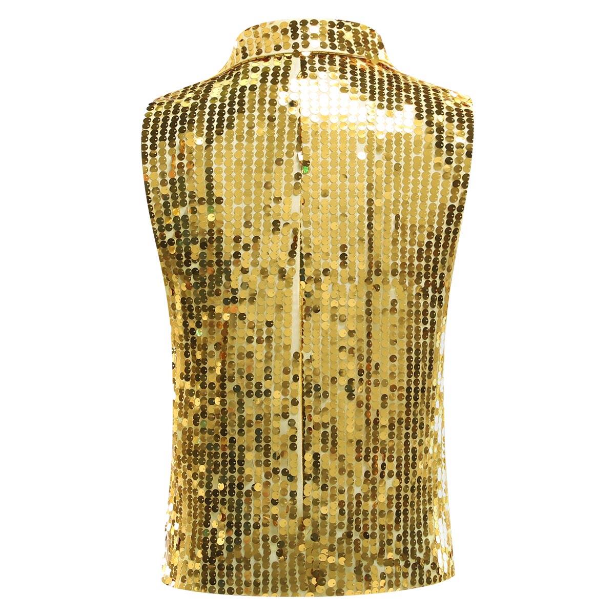 Youthup Mens Party Sequin Glitter Vest