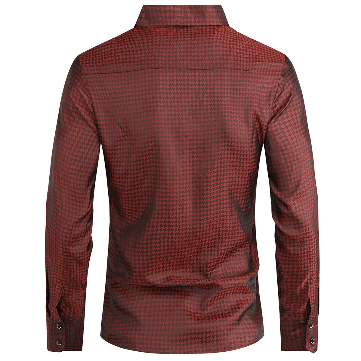 Youthup Mens Houndstooth Pattern Print Formal Shirt