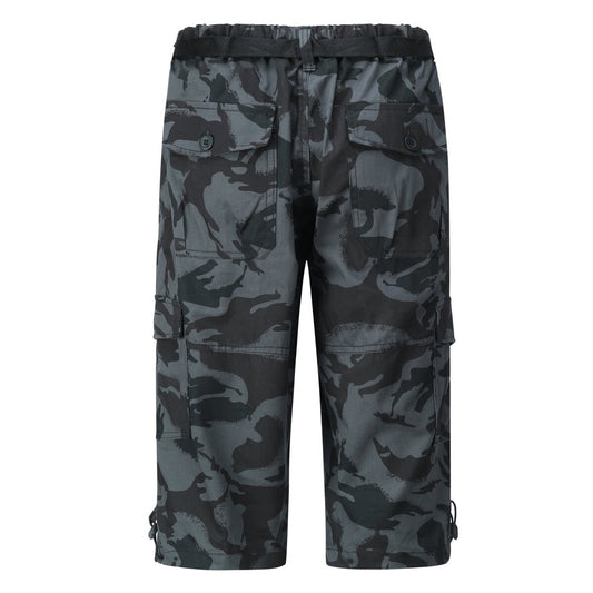 YOUTHUP Mens Capri Pants Summer Casual Sports Cargo Multi-Pocket Shorts