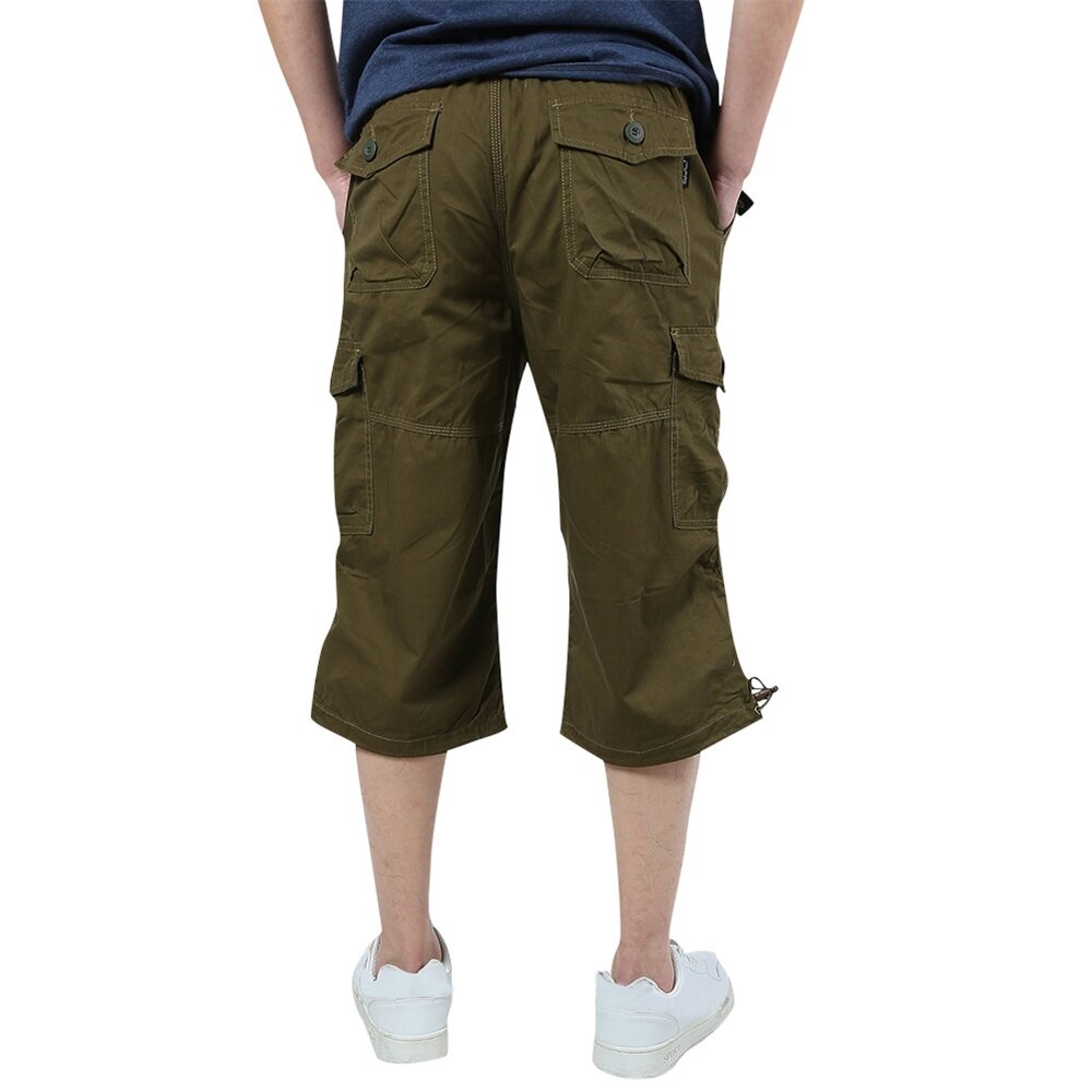Youthup Mens Multi-Pocket Cargo Cropped Pants