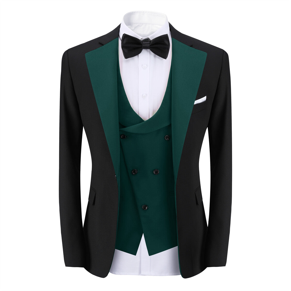 Youthup Mens 3 Piece ColorBlock Suits Dress Wedding Party Blazer and Waistcoat and Pants