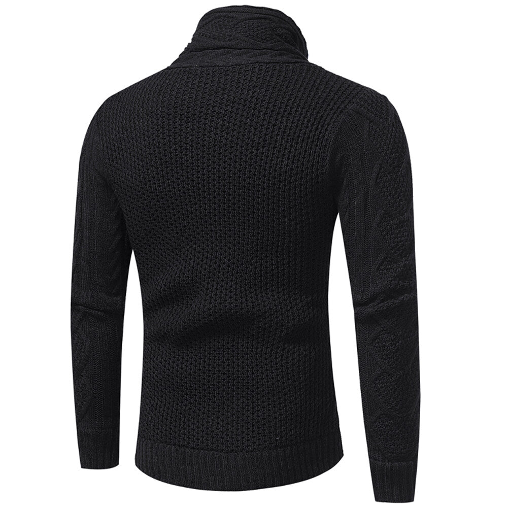 Youthup Mens Knitted Jacket Turtleneck Cardigan Sweaters