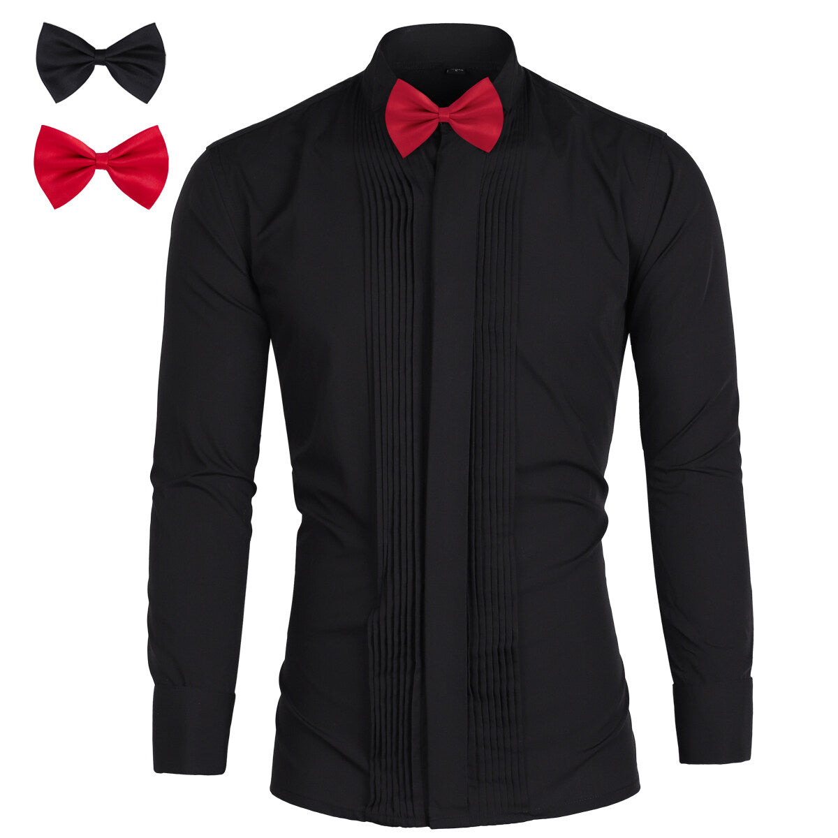 Youthup Mens Formal Business Shirts Long Sleeve Wedding Dress Hosting Performance Shirts