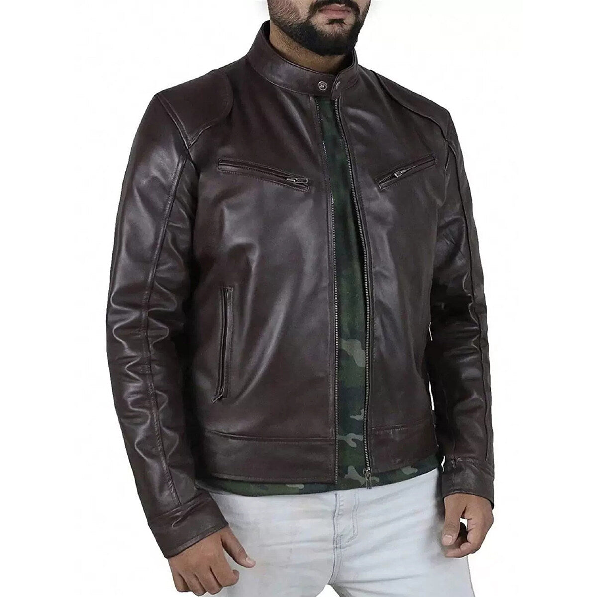 Youthup Mens Large Size Waterproof Leather Jacket