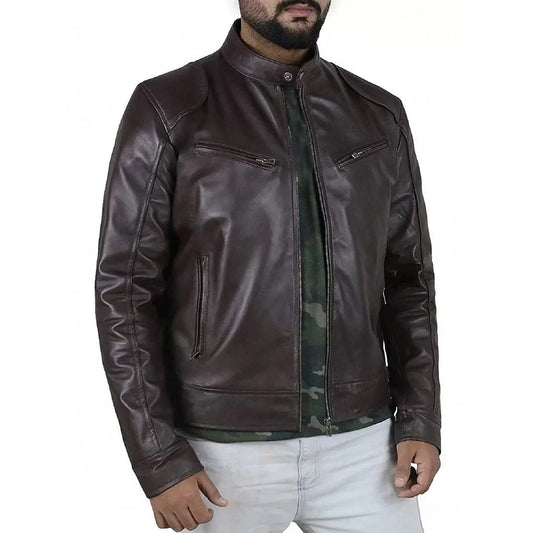 Youthup Mens Large Size Waterproof Leather Jacket