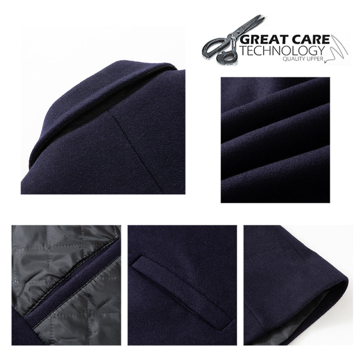 Youthup Mens Wool Blend Coat Lapel Fashion Slim Fit Overcoat
