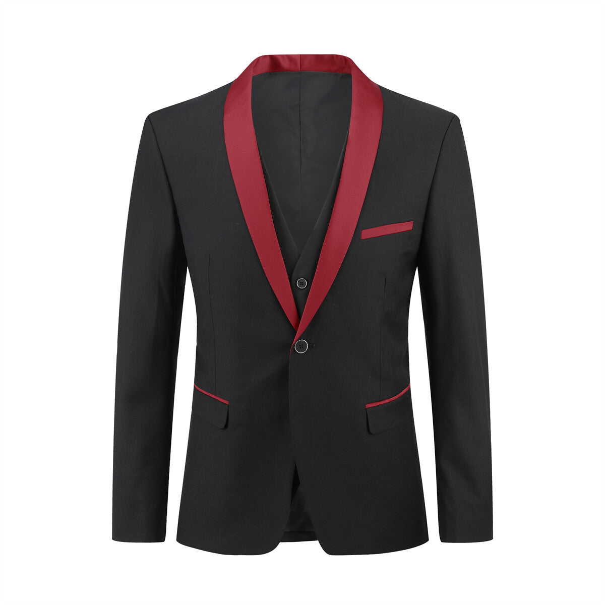 Youthup Mens 3-Pce Dress Suit Wedding Blazer and Waistcoat and Tuxedo Pants