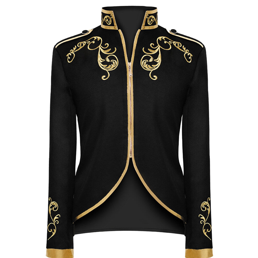 Youthup Mens Military Drummer Court Prince Velvet Embroidered Blazer