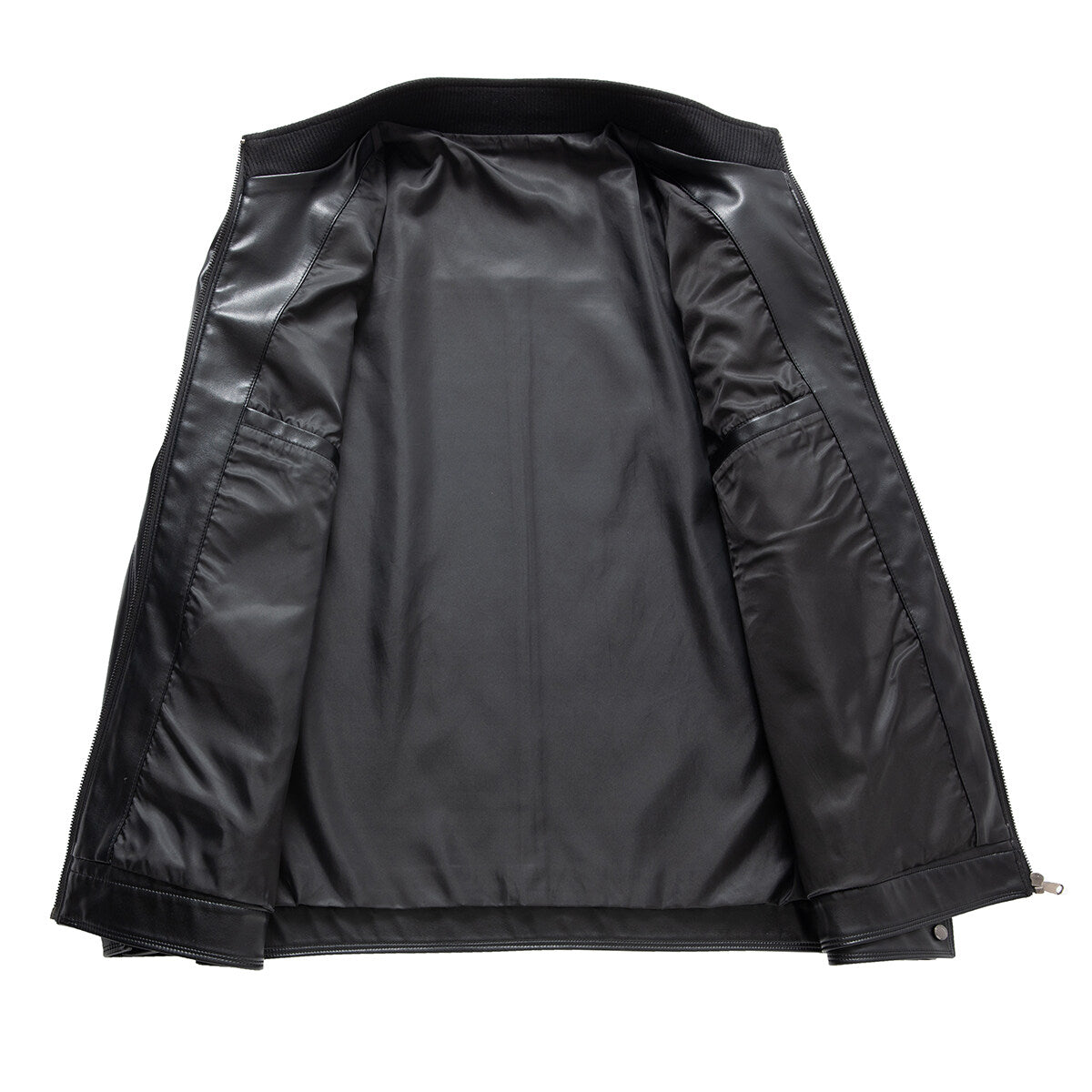 Youthup Mens Motorcycle Outwear Coat Stand Collar Leather Jacket