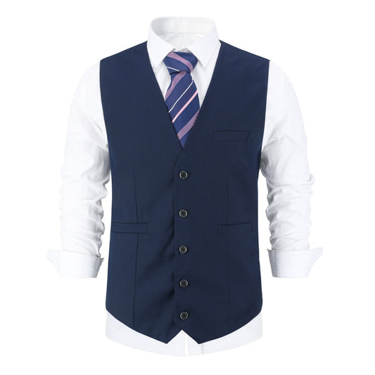 YOUTHUP Mens Business Suit Vest Slim Fit Solid Color Formal Waiscoat