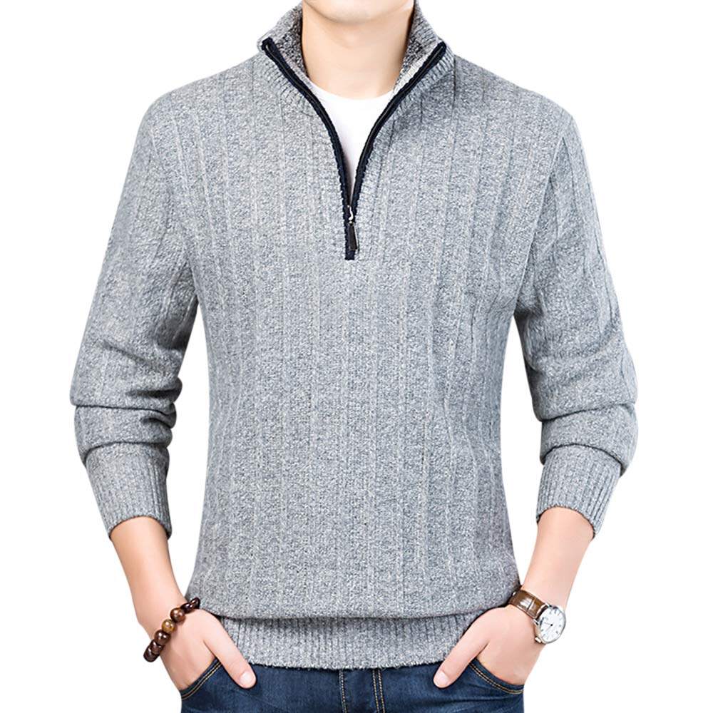 Youthup Mens Turtleneck Zipper Casual Plus Fleece Sweater