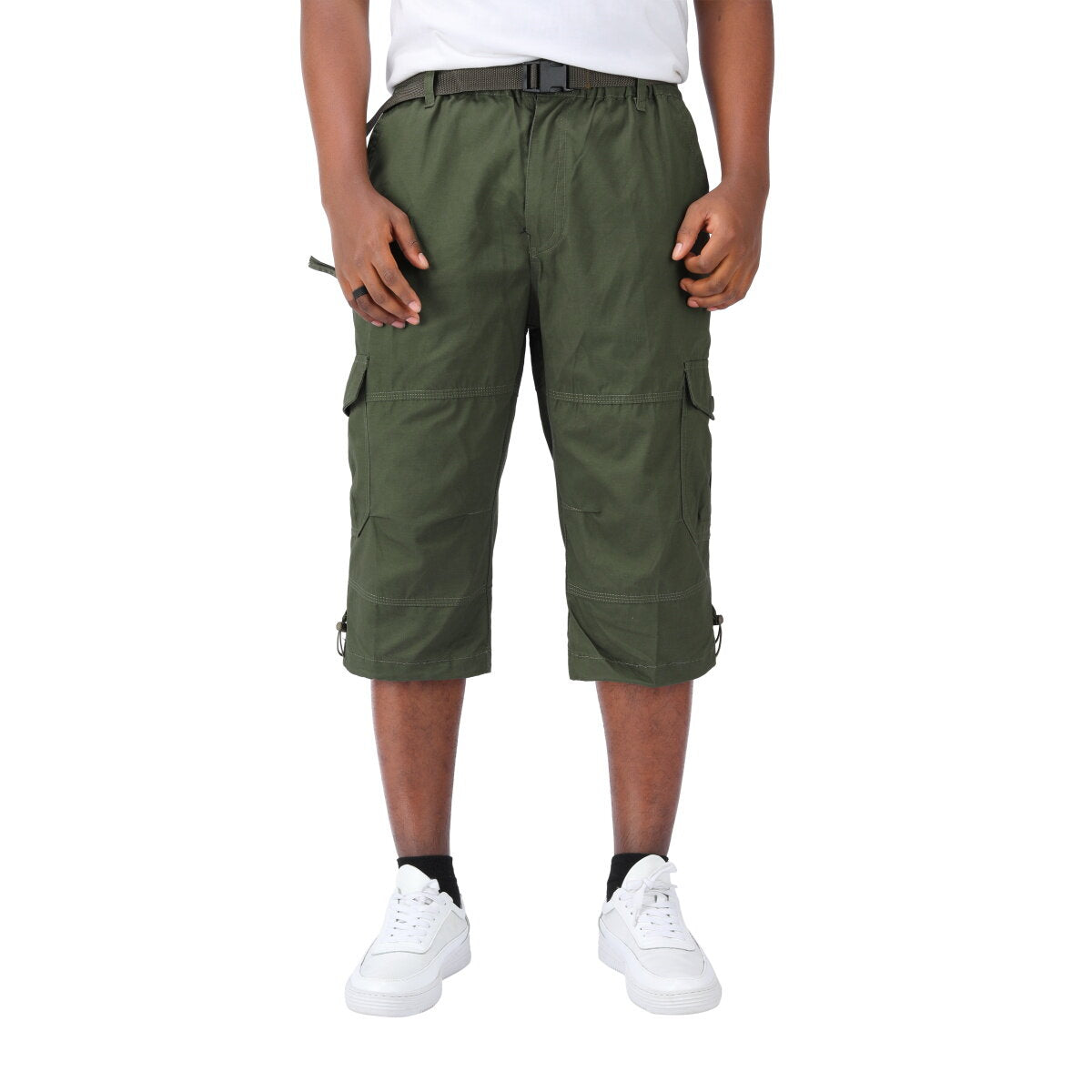Youthup Mens Multi-Pocket Cargo Cropped Pants