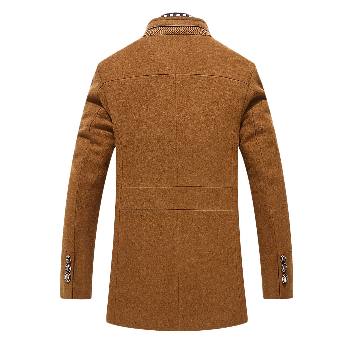 Youthup Mens Slim Fit Double Collar Wool Coat