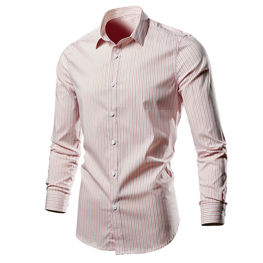 YOUTHUP Mens Striped Shirt Cotton Slim Fit Lightweight Long Sleeve Shirt