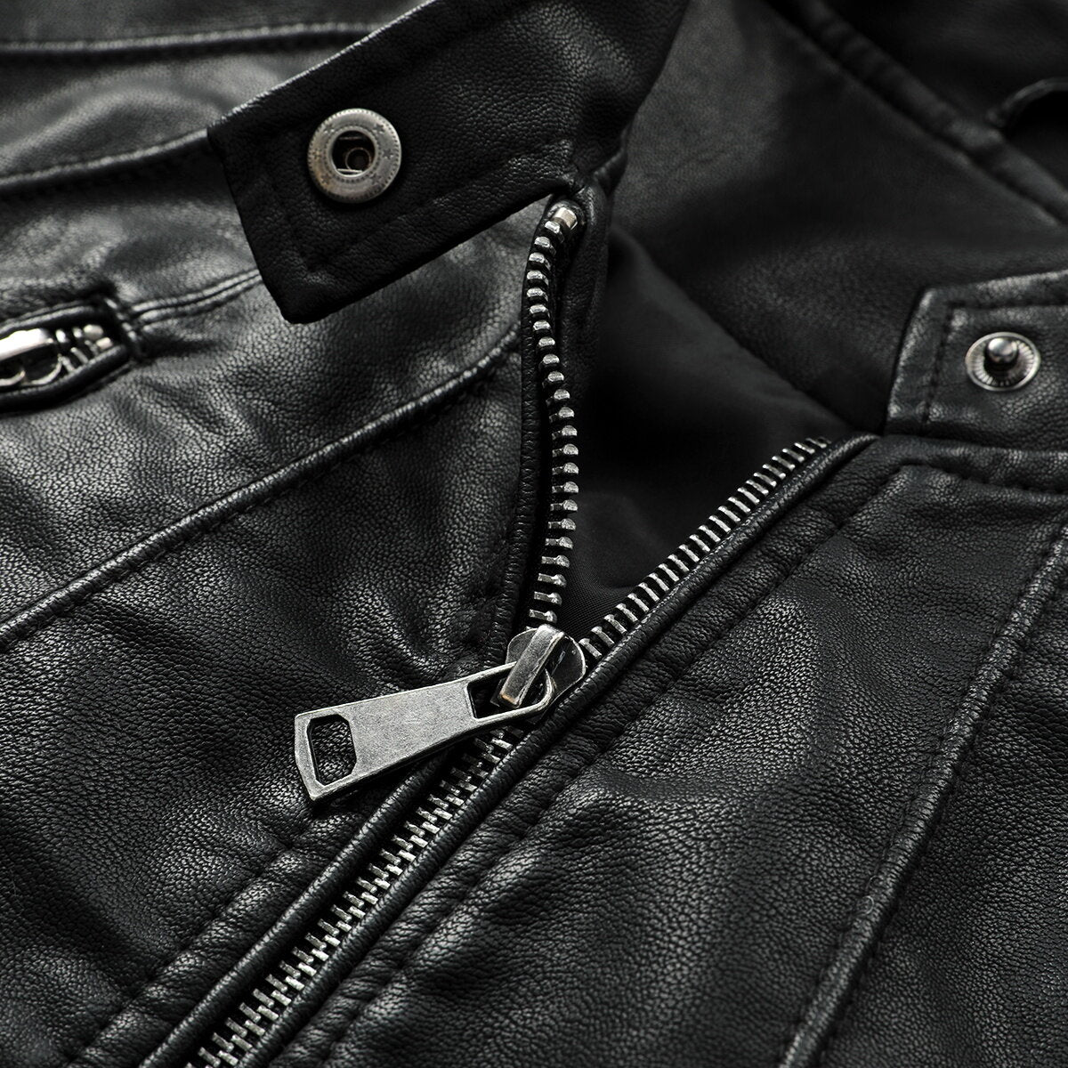 Youthup Mens Casual Soft Bomber Faux Leather Jacket