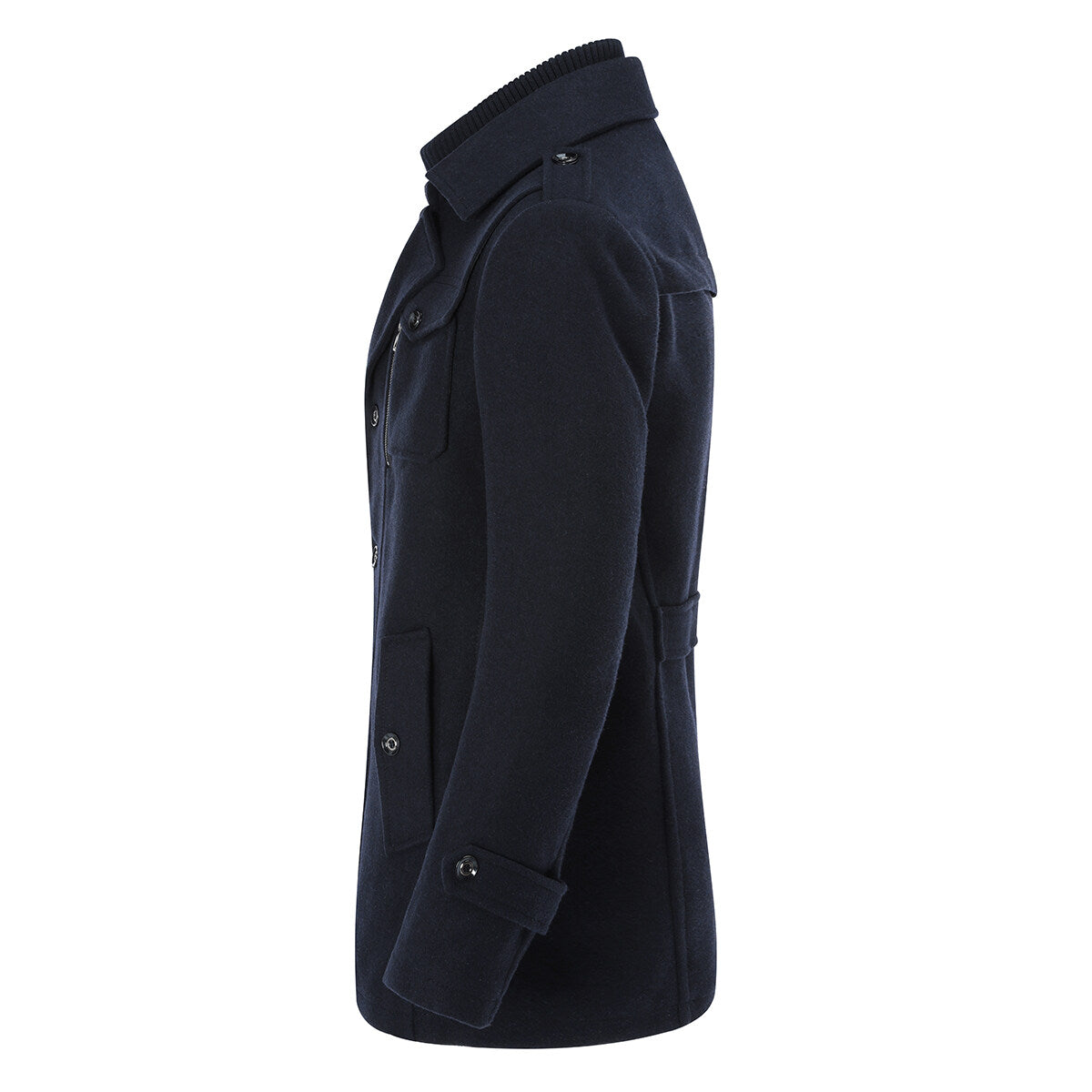 YOUTHUP Mens Outerwear Casual Double Collar Wool Coat