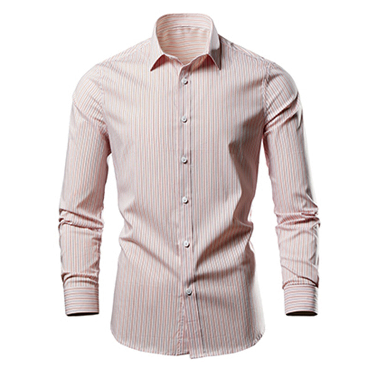 YOUTHUP Mens Striped Shirt Cotton Slim Fit Lightweight Long Sleeve Shirt