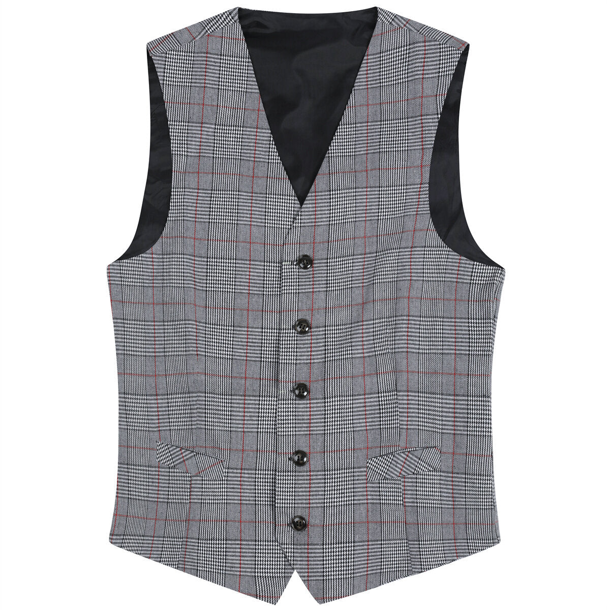 Youthup Mens Plaid Suit Vest Business Slim Fit Formal Dress Waistcoat