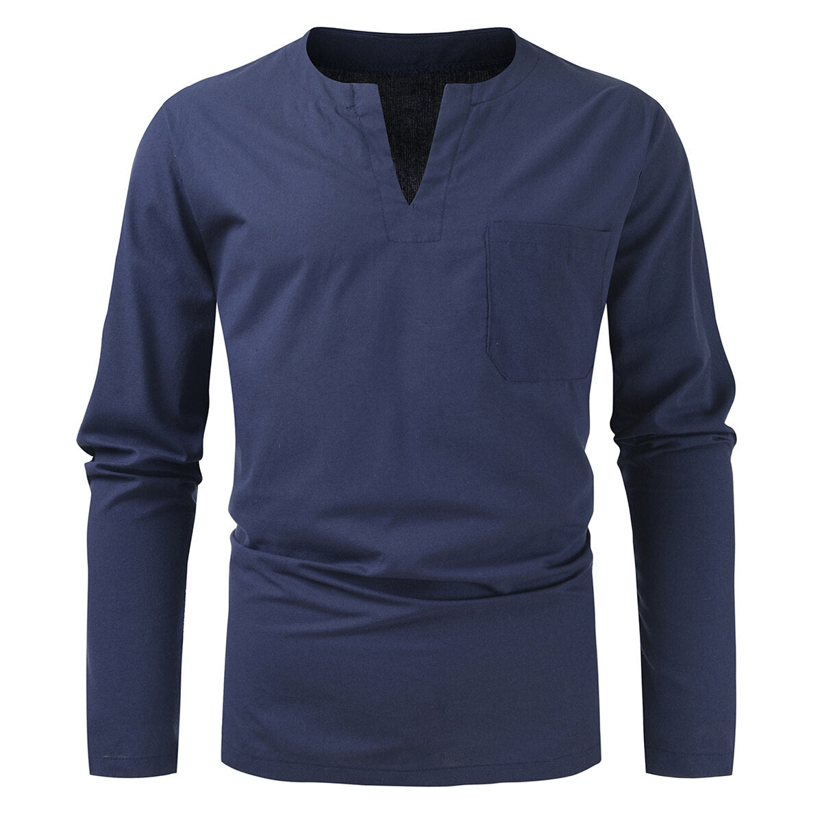 Youthup Mens Collarless Long Sleeve Shirt