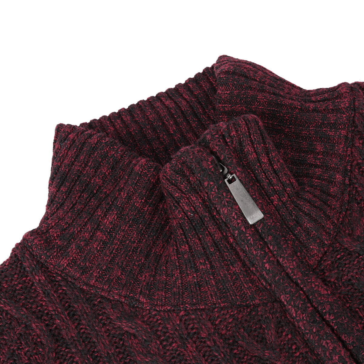 YOUTHUP Mens Winter Cardigan Fleece Lined Knitted Coat Stand Collar Thick Sweater