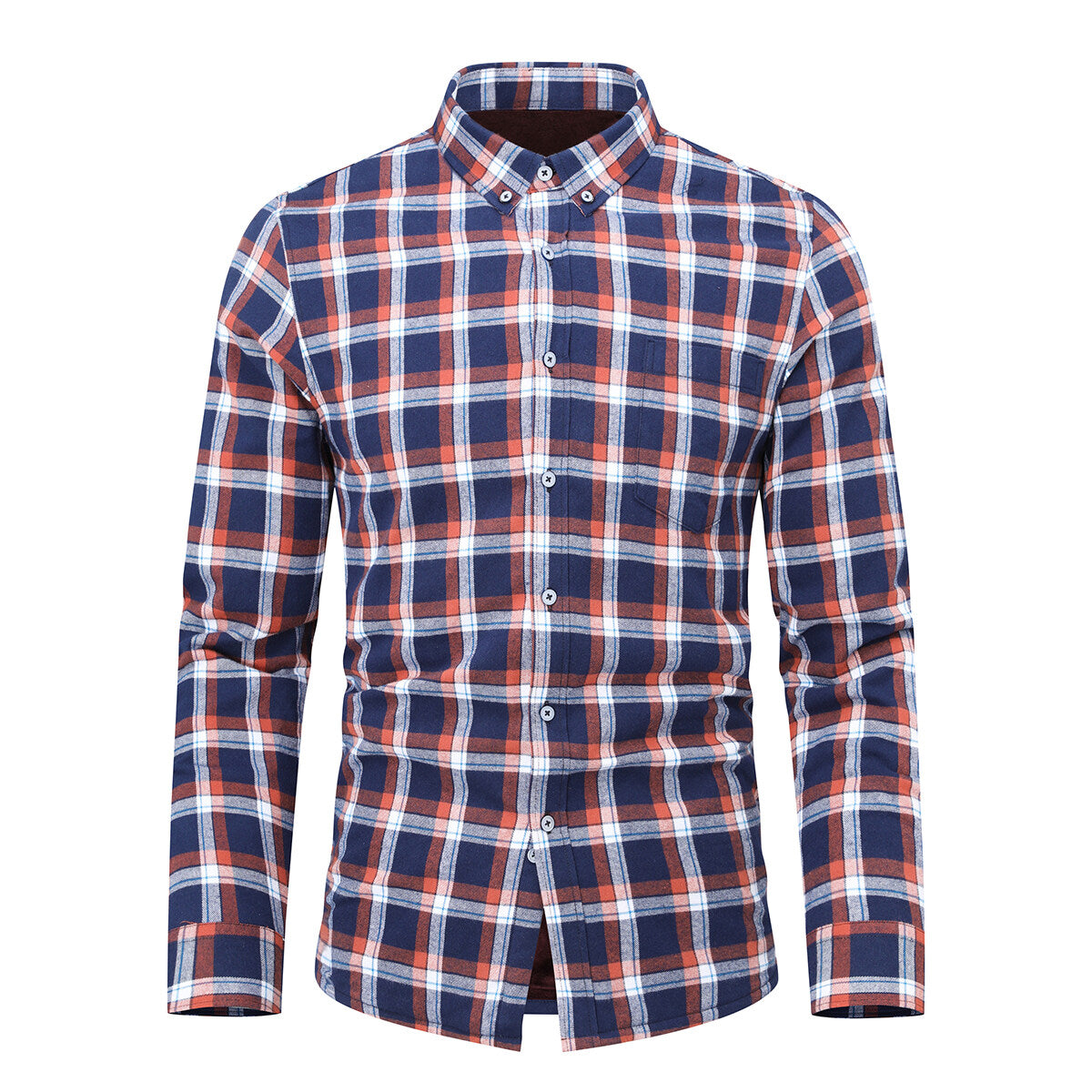 Youthup Mens Casual Striped Plush Colorblock Shirts