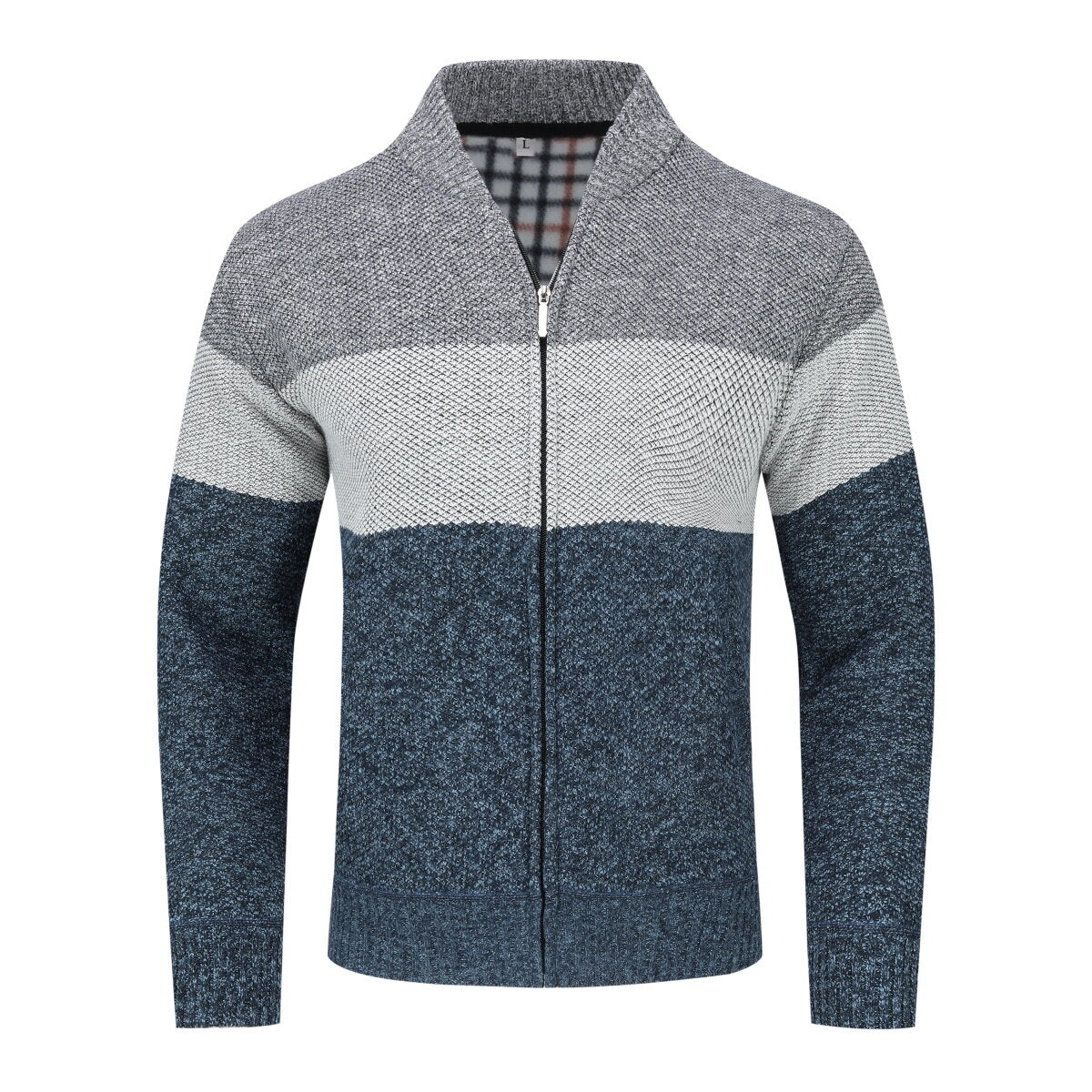 Youthup Mens Color Block Knitted Cardigan Sweatshirt