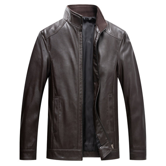 Youthup Mens Motorcycle Outwear Coat Stand Collar Leather Jacket