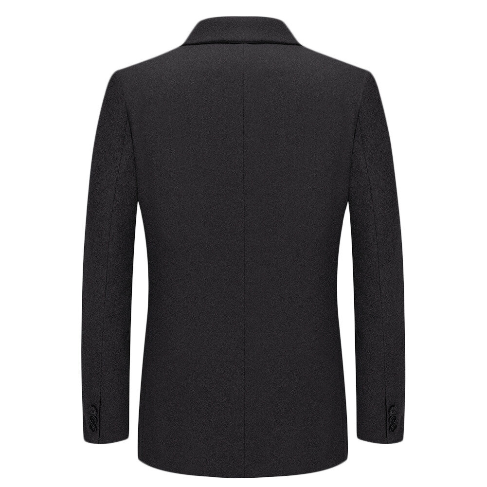 Youthup Mens Double-Breasted Wool Blazer Slim Fit Velvet Coat