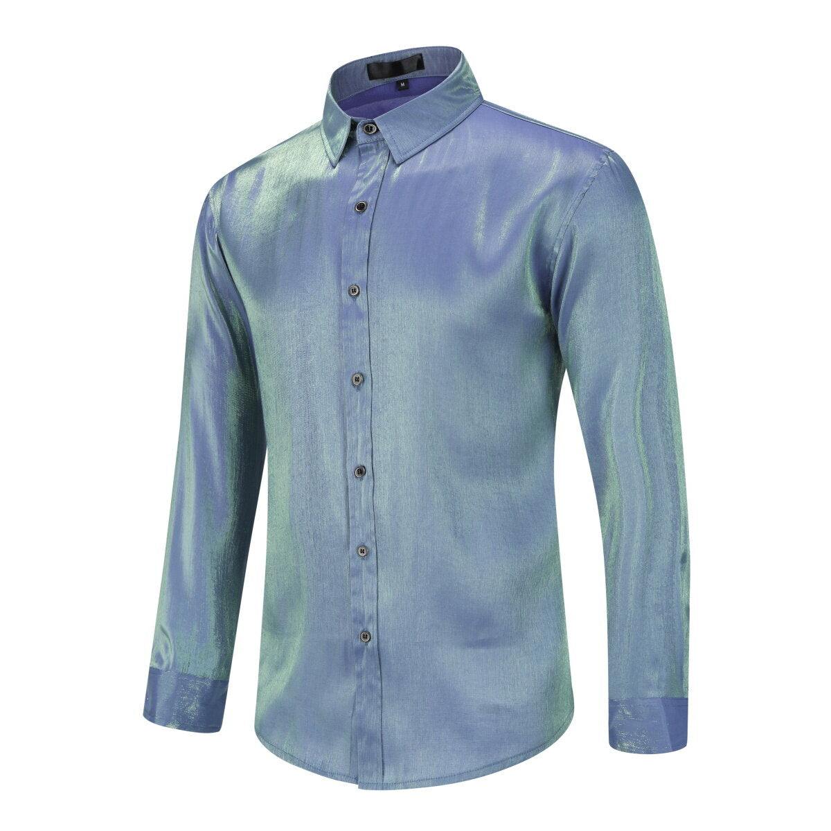 YOUTHUP Mens Silk Shirt Summer Casual Cool Breathable Solid Color Long Sleeves