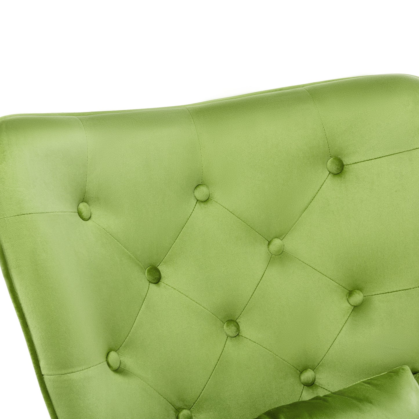 Mecedora mecedora de terciopelo con estructura de metal y base de madera silla tapizada para sala de estar sillón retro ocio silla de relajación para dormitorio habitación infantil verde claro