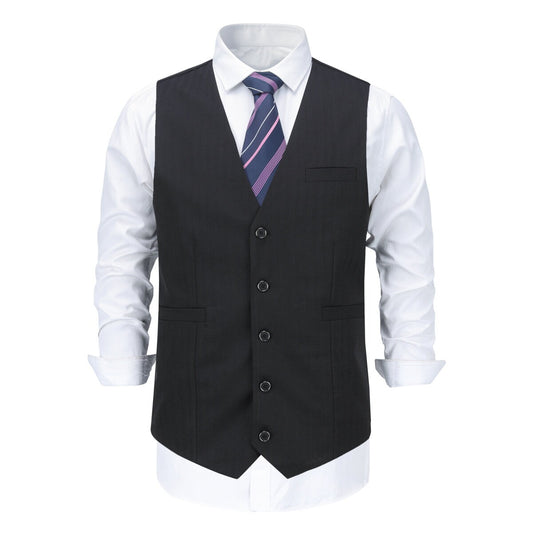 YOUTHUP Mens Business Gentleman Slim Striped Suit Vest