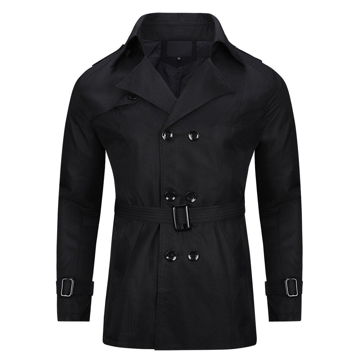 Youthup Mens Belted Windbreaker Slim Fit Trench Coat