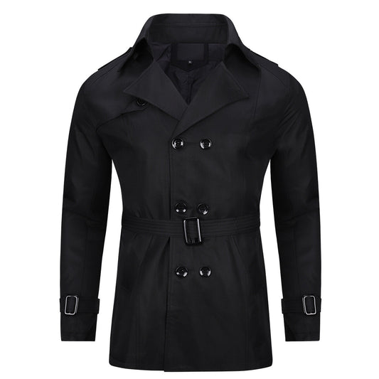 Youthup Mens Belted Windbreaker Slim Fit Trench Coat