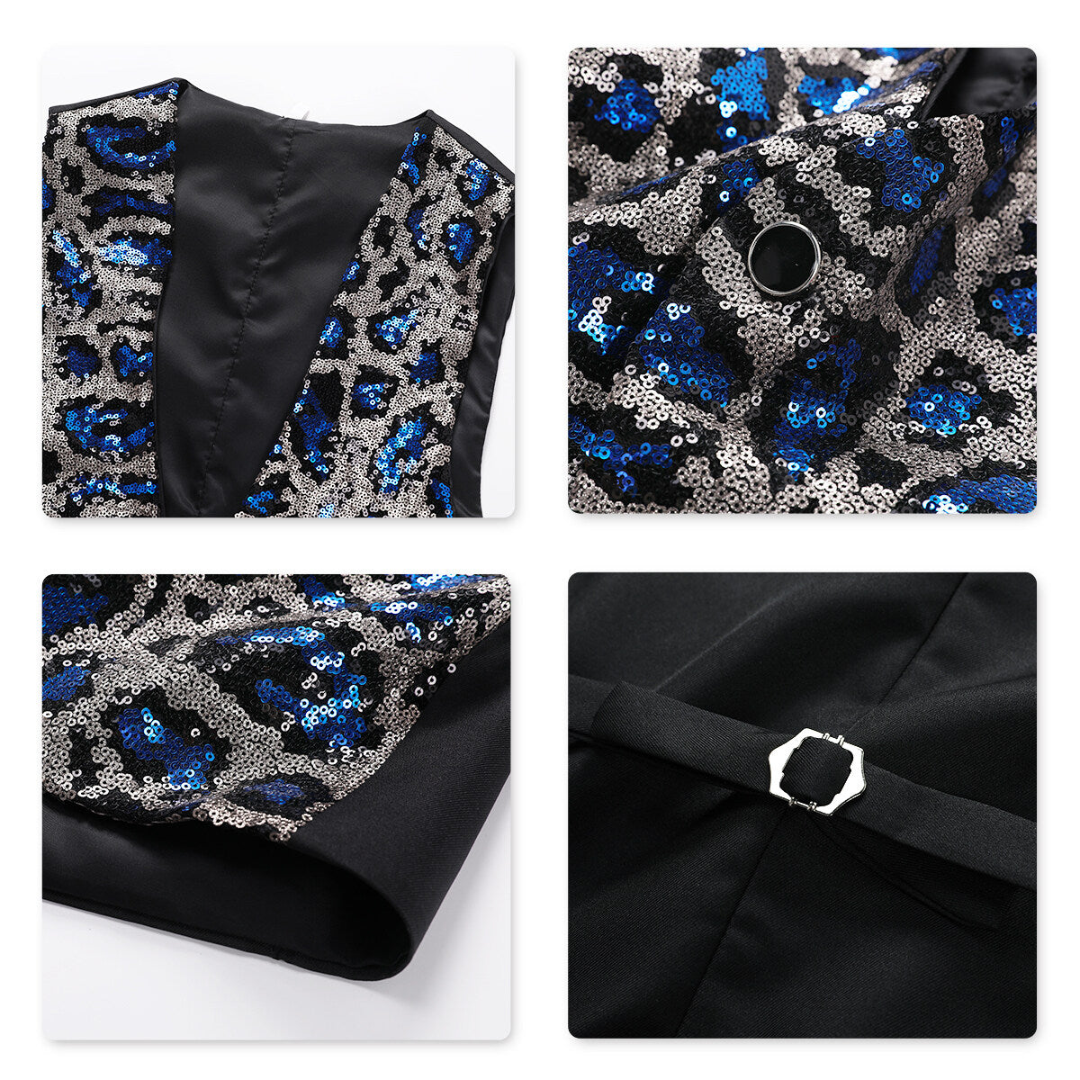 Youthup Mens Shiny Leopard Sequin Party Show Vest