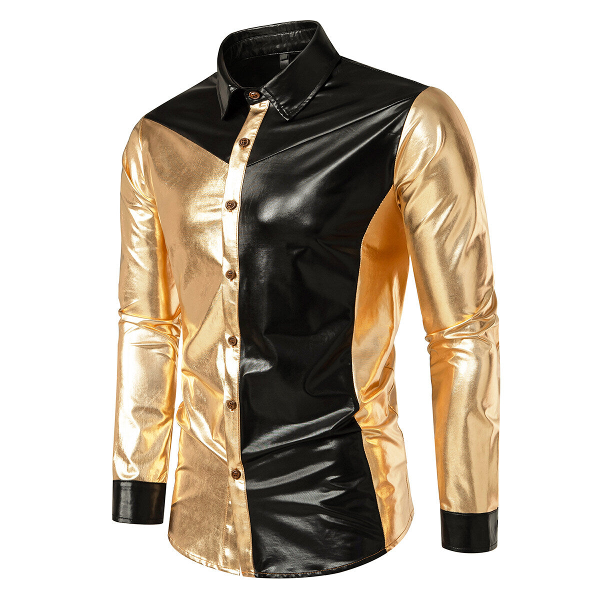 Youthup Mens Prom Shiny Glossy Waterproof Party Shirt