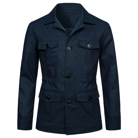 YOUTHUP Mens Casual Sports Lapel Cargo Jacket with Multiple Pockets
