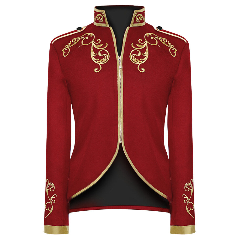 Youthup Mens Military Drummer Court Prince Velvet Embroidered Blazer