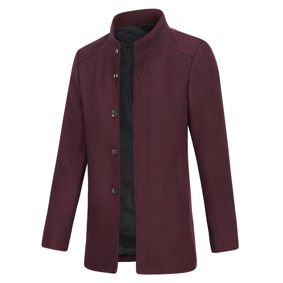Youthup Mens Single Breasted Slim Fit Wool Coat And Thickened Vest
