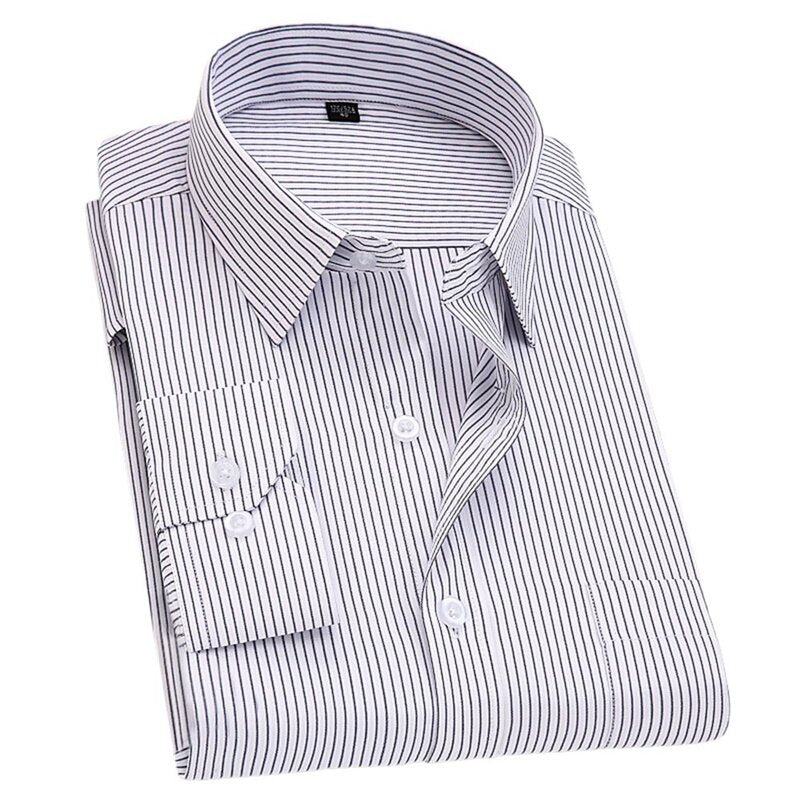 Youthup Mens Slim Business Shirt Striped Suit Shirt