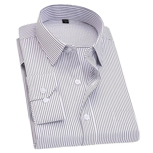 Youthup Mens Slim Business Shirt Striped Suit Shirt