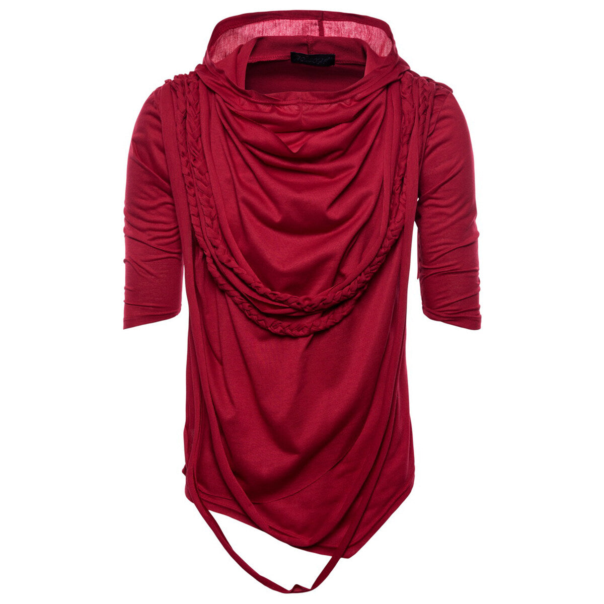 Youthup Mens Twisted Rope Stacked Collar Hooded T-Shirt