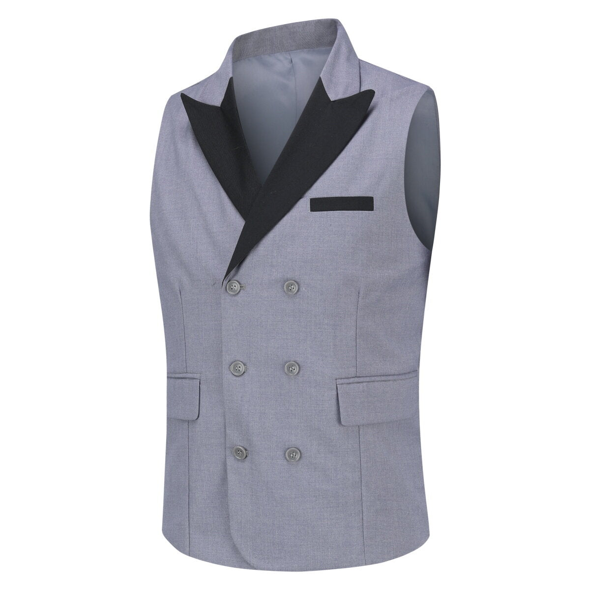 Youthup Mens Business Suit Vest Color Block Peak Collar Slim Fit Waistcoat