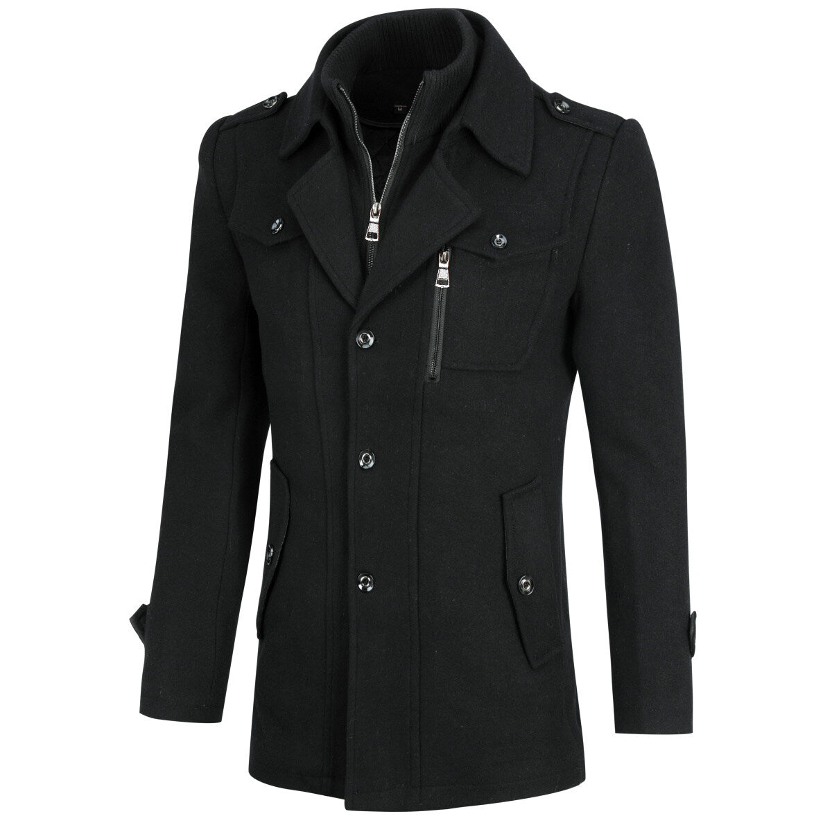 Youthup Mens Military Wool Coats Thickened Fit Winter Trench Peacoat