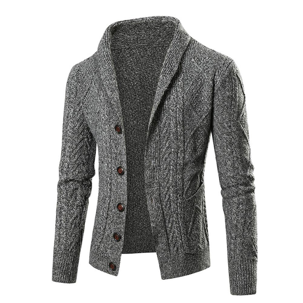 Youthup Mens Shawl Collar Twist Knit Jacket Slim Fit Cardigan Sweater