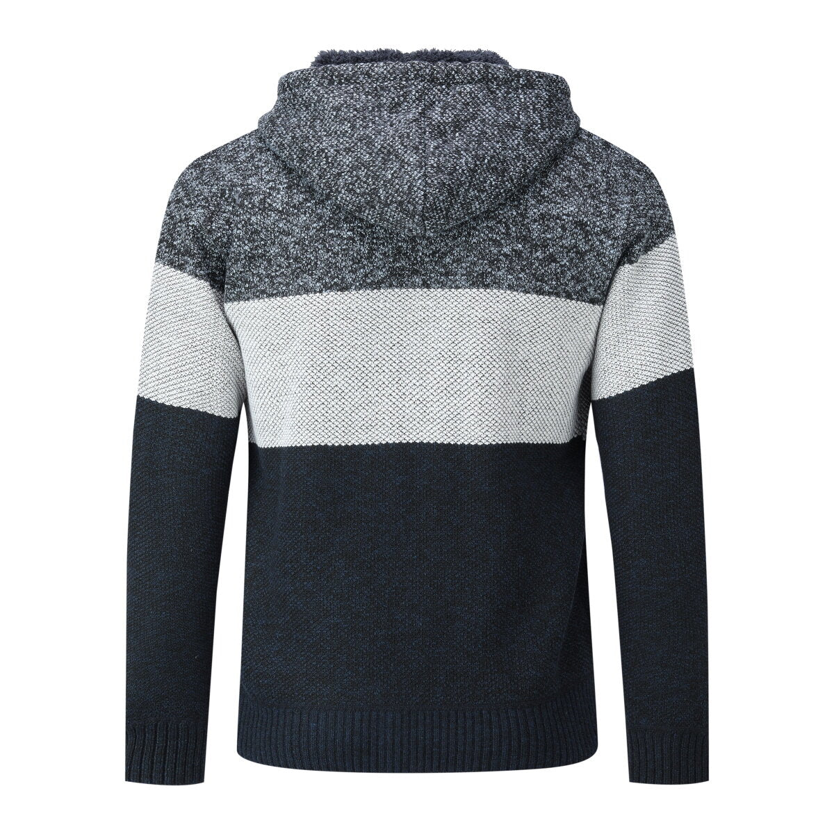 Youthup Mens Hooded Cardigan Fleece-lined Knitted Pullover Sweater